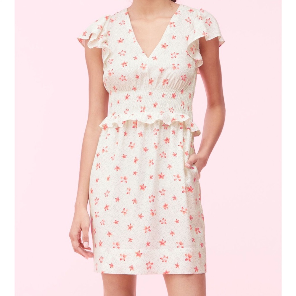 Rebecca Taylor MAUI FLEUR DOT Dress IN SNOW COMBO
